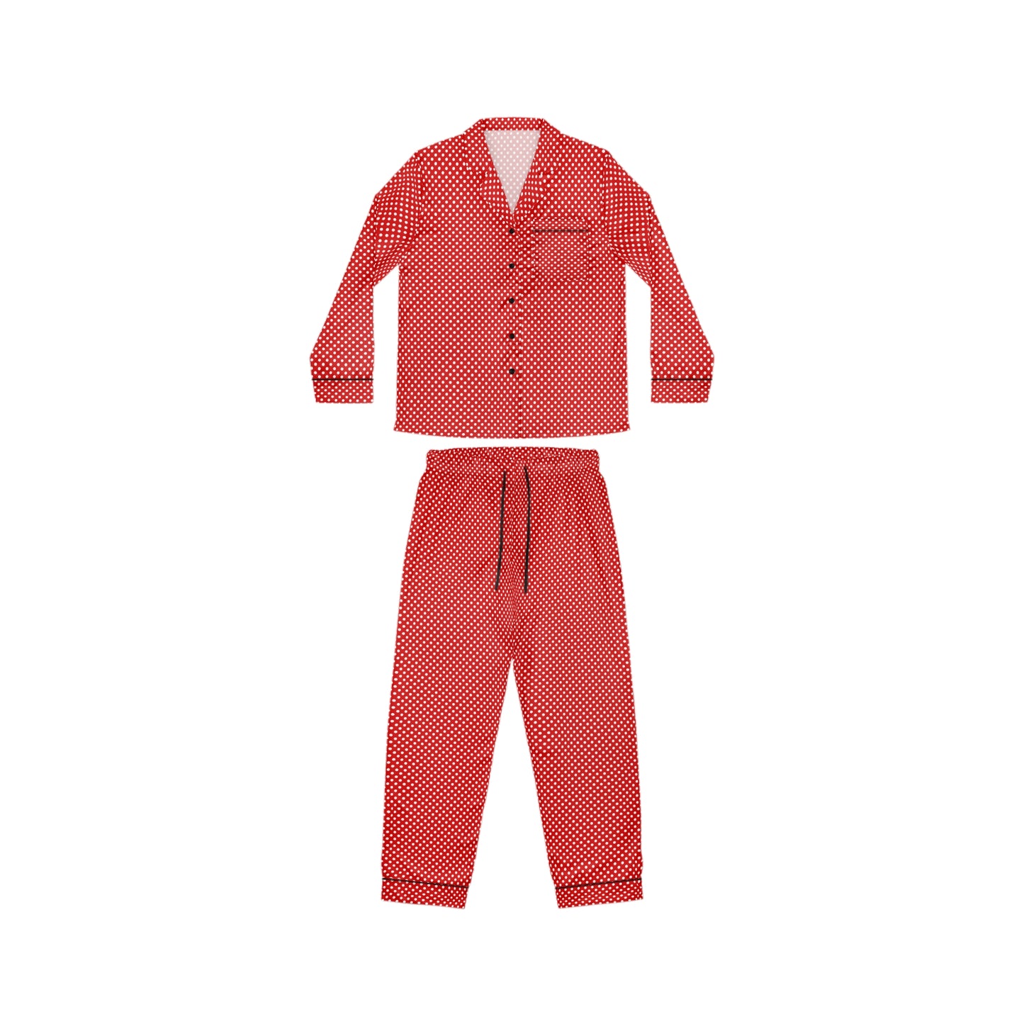 Red Polka Dots | Women's Satin Pajamas (AOP) | Printed Night Suit for Women - Done With Love Store