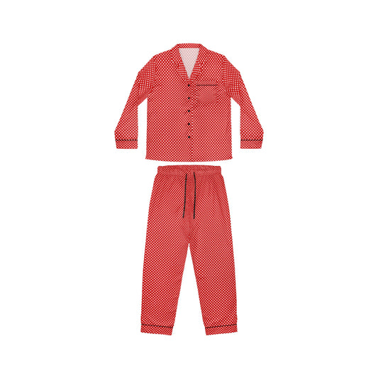 Red Polka Dots | Women's Satin Pajamas (AOP) | Printed Night Suit for Women - Done With Love Store