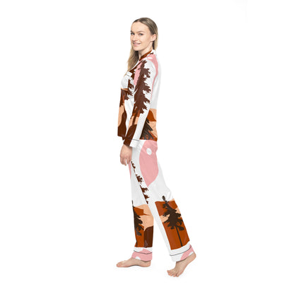 Autumn Mountains | Women's Satin Pajamas (AOP) | Printed Night Suit for Women - Done With Love Store