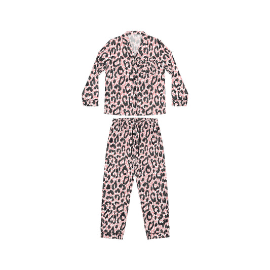 Leopard Pink | Women's Satin Pajamas (AOP) | Printed Night Suit for Women - Done With Love Store