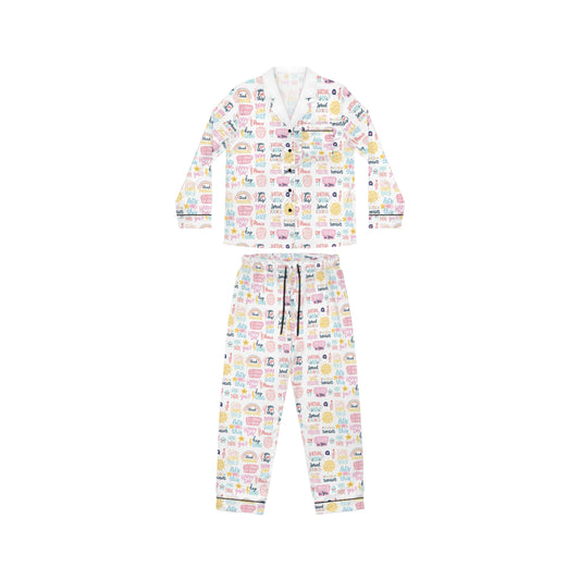 Good Vibes | Women's Satin Pajamas (AOP) | Printed Night Suit for Women - Done With Love Store