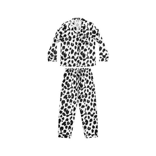 Leopard Black | Women's Satin Pajamas (AOP) | Printed Night Suit for Women - Done With Love Store