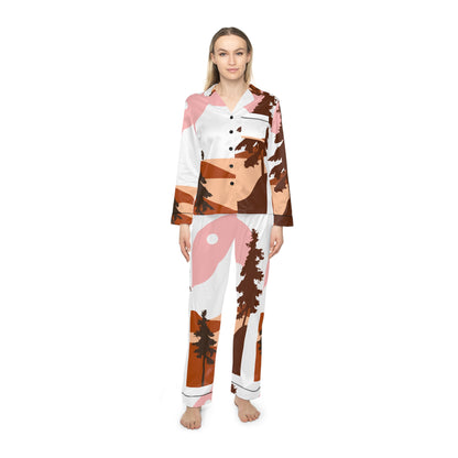 Autumn Mountains | Women's Satin Pajamas (AOP) | Printed Night Suit for Women - Done With Love Store