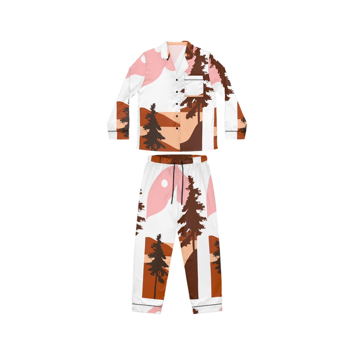 Autumn Mountains | Women's Satin Pajamas (AOP) | Printed Night Suit for Women - Done With Love Store