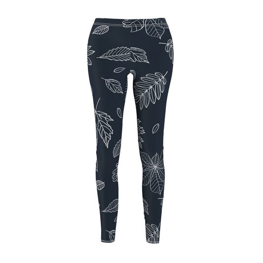 Autumn Leaves Black | Women's Cut & Sew Casual Leggings (AOP) | Printed Leggings for Women - Done With Love Store