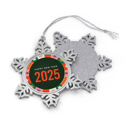 Happy New Year | Pewter Snowflake Ornament | Gift for Occasions | Home and Decor Printify