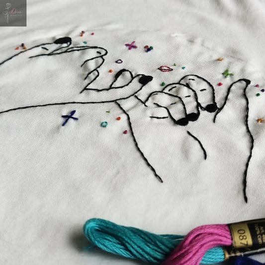 Friends Forever hand embroidery T-shirt | Hand-embroidery | Casual wear | Multi-seasonal wear | Comfortable Elsa