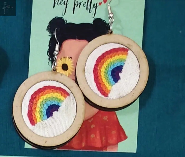 Rainbow Hand-Embroidery earrings | Pride Earrings | Rainbow Earrings | Women's jewellery Elsa