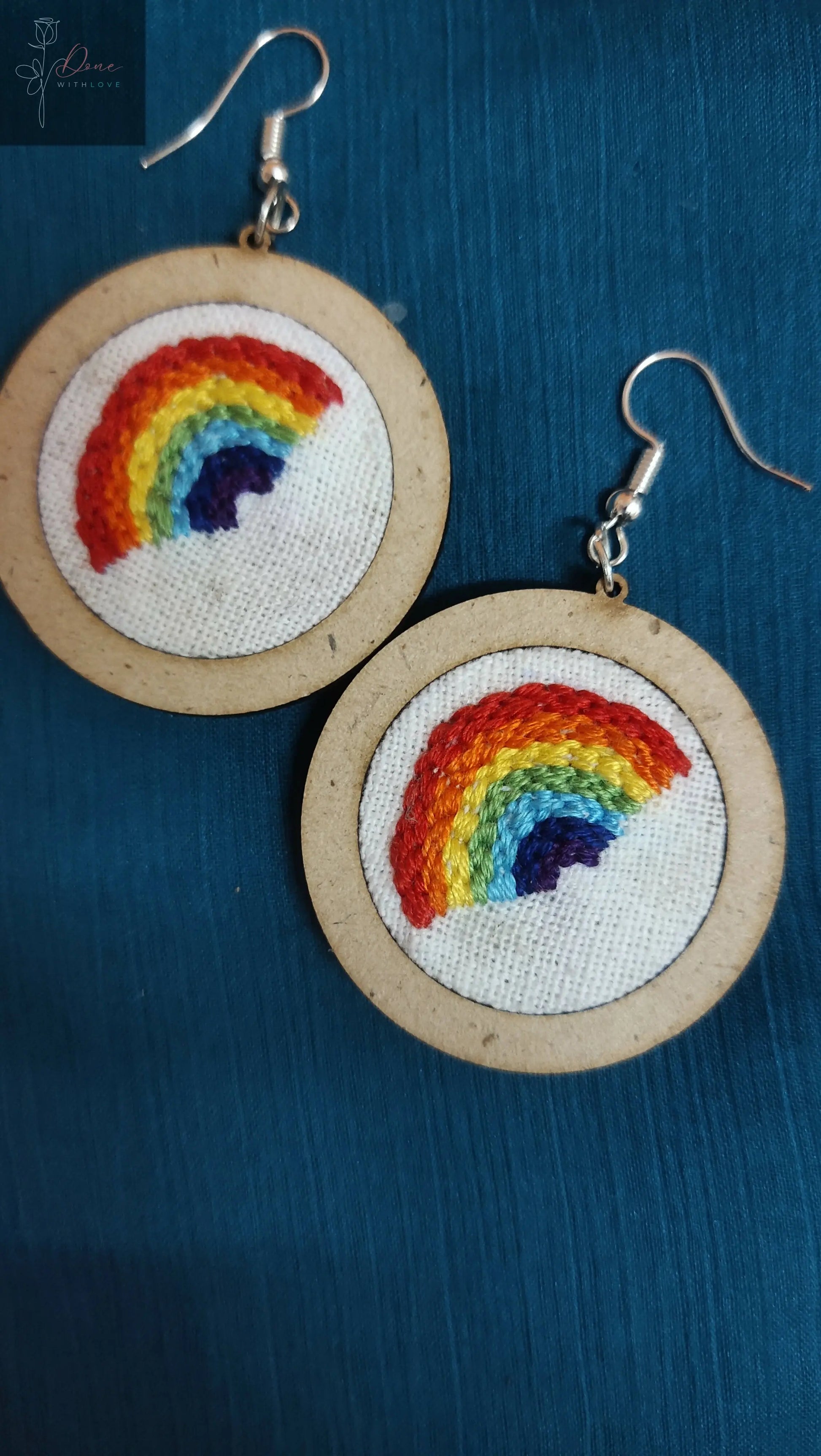 Rainbow Hand-Embroidery earrings | Pride Earrings | Rainbow Earrings | Women's jewellery Elsa