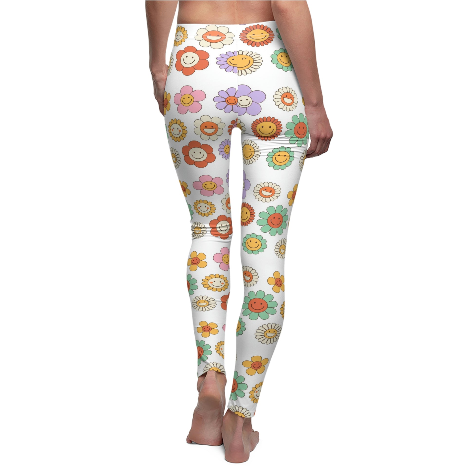 Groovy flowers | Women's Cut & Sew Casual Leggings (AOP) | Printed Leggings for Women - Done With Love Store