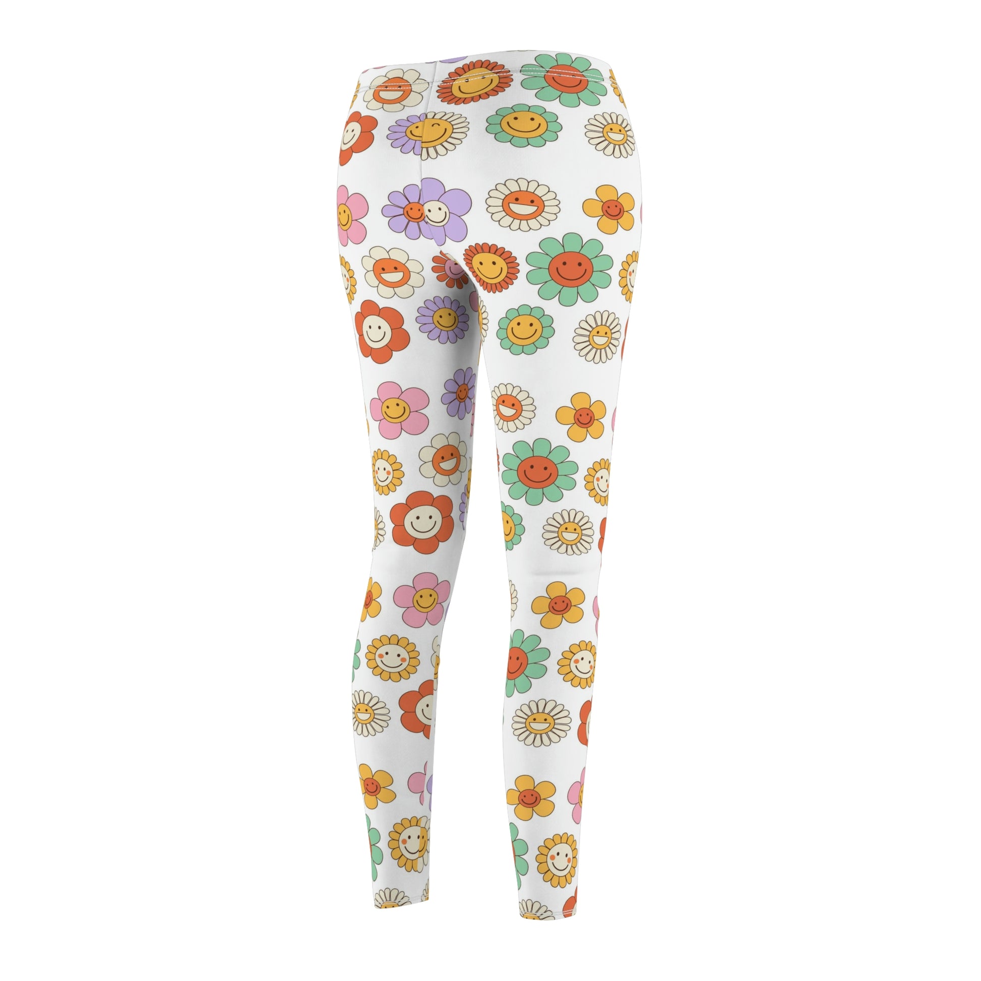 Groovy flowers | Women's Cut & Sew Casual Leggings (AOP) | Printed Leggings for Women - Done With Love Store