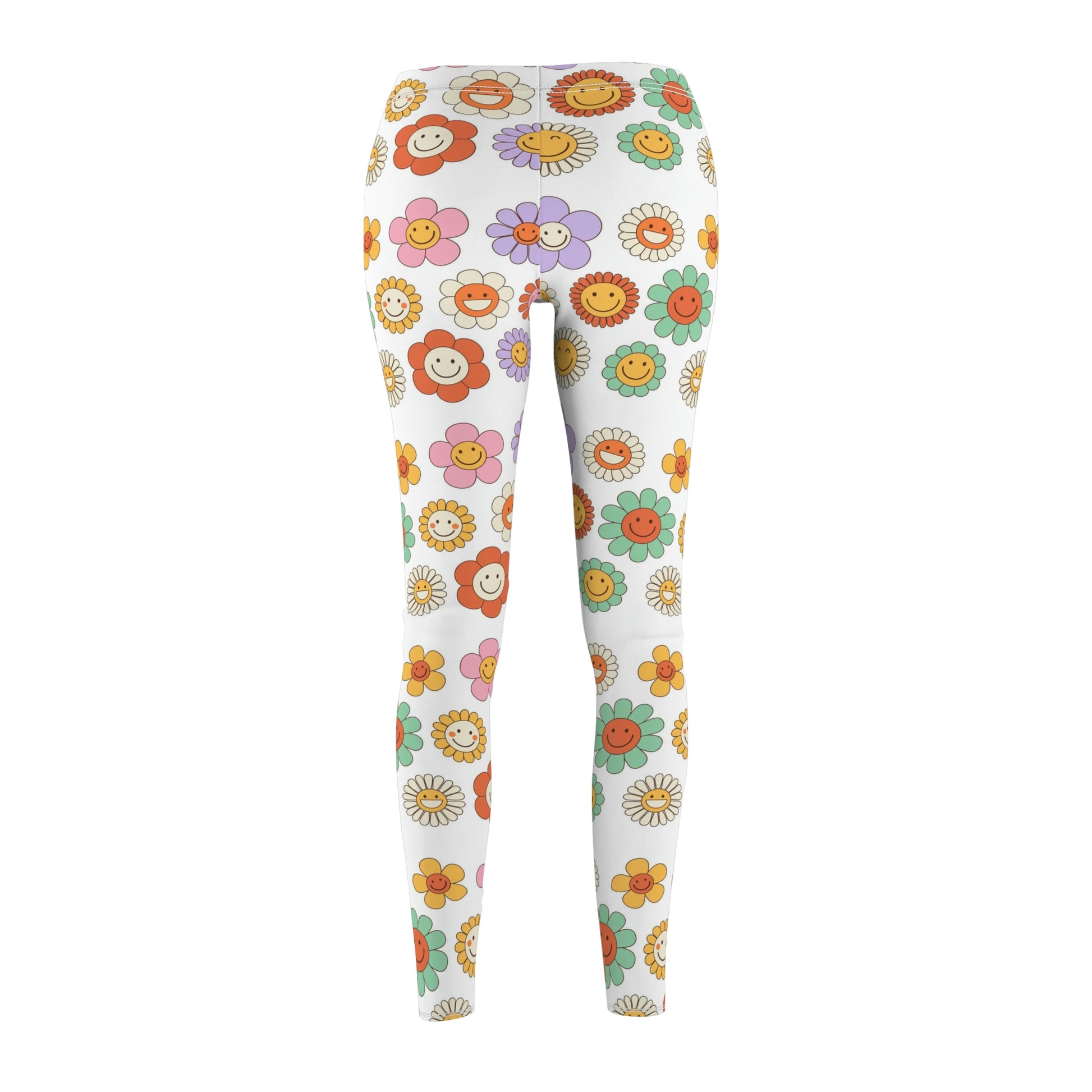 Groovy flowers | Women's Cut & Sew Casual Leggings (AOP) | Printed Leggings for Women - Done With Love Store