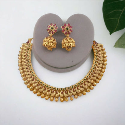 Rukmani Temple Jewellery Necklace & Earrings Set - Done With Love Store