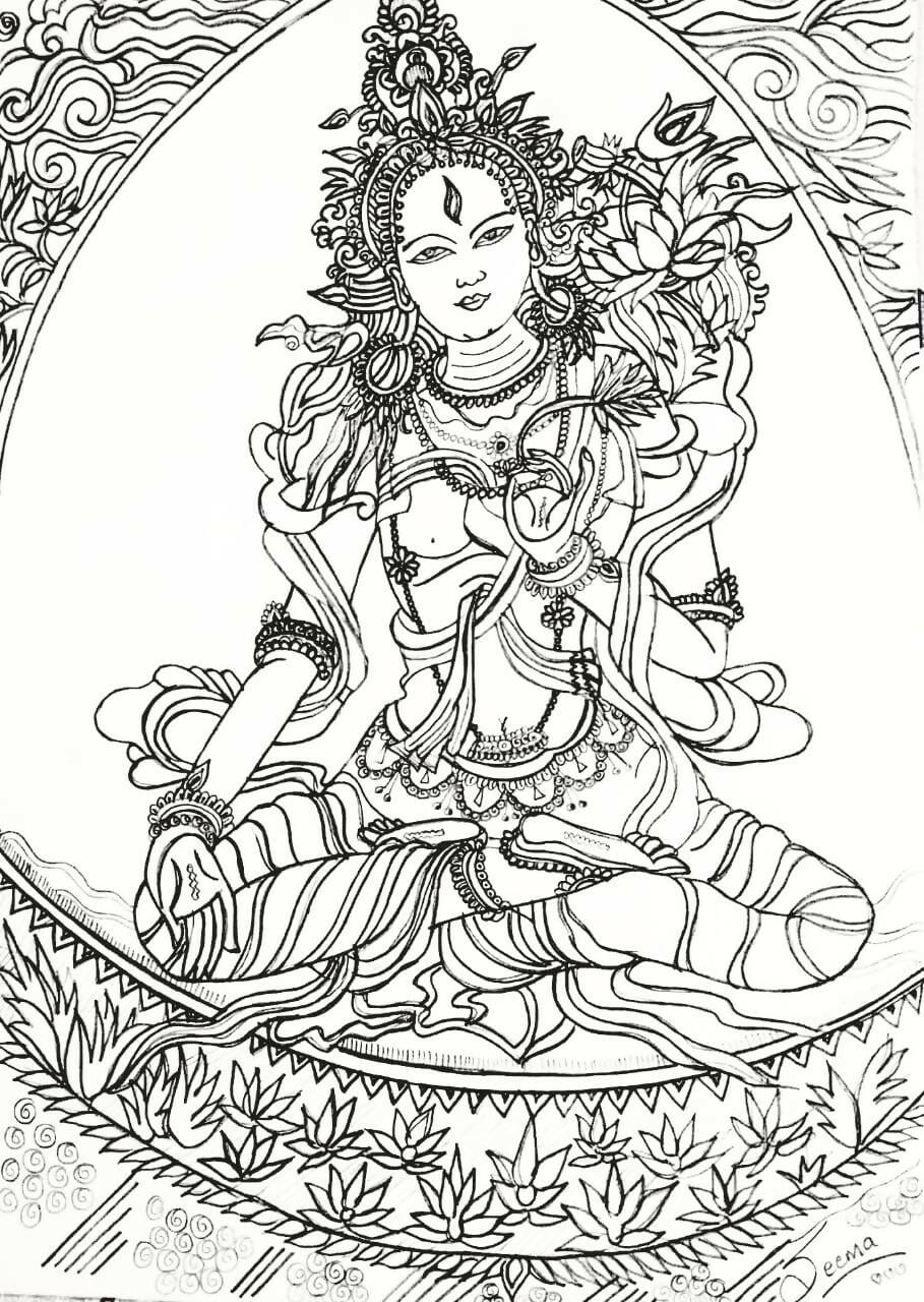 GODDESS TARA -BW11 | HOUSE WARMING GIFTS| HOME DECOR| New Home Art | Housewarming Gift | Custom House Art | House Wall Art | Home Sweet Home | Gifts with Purpose BY DONE WITH LOVE - Done With Love Store