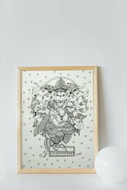 FIVE HEADED GANESHA ART-BW13 | HOUSE WARMING GIFTS| HOME DECOR| New Home Art | Housewarming Gift | Custom House Art | House Wall Art | Home Sweet Home | Gifts with Purpose BY DONE WITH LOVE - Done With Love Store