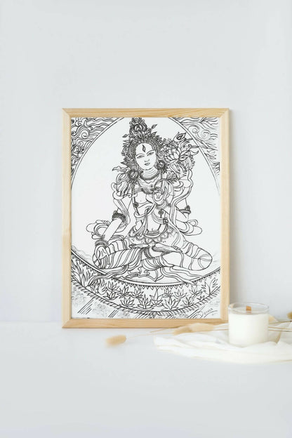 GODDESS TARA -BW11 | HOUSE WARMING GIFTS| HOME DECOR| New Home Art | Housewarming Gift | Custom House Art | House Wall Art | Home Sweet Home | Gifts with Purpose BY DONE WITH LOVE - Done With Love Store