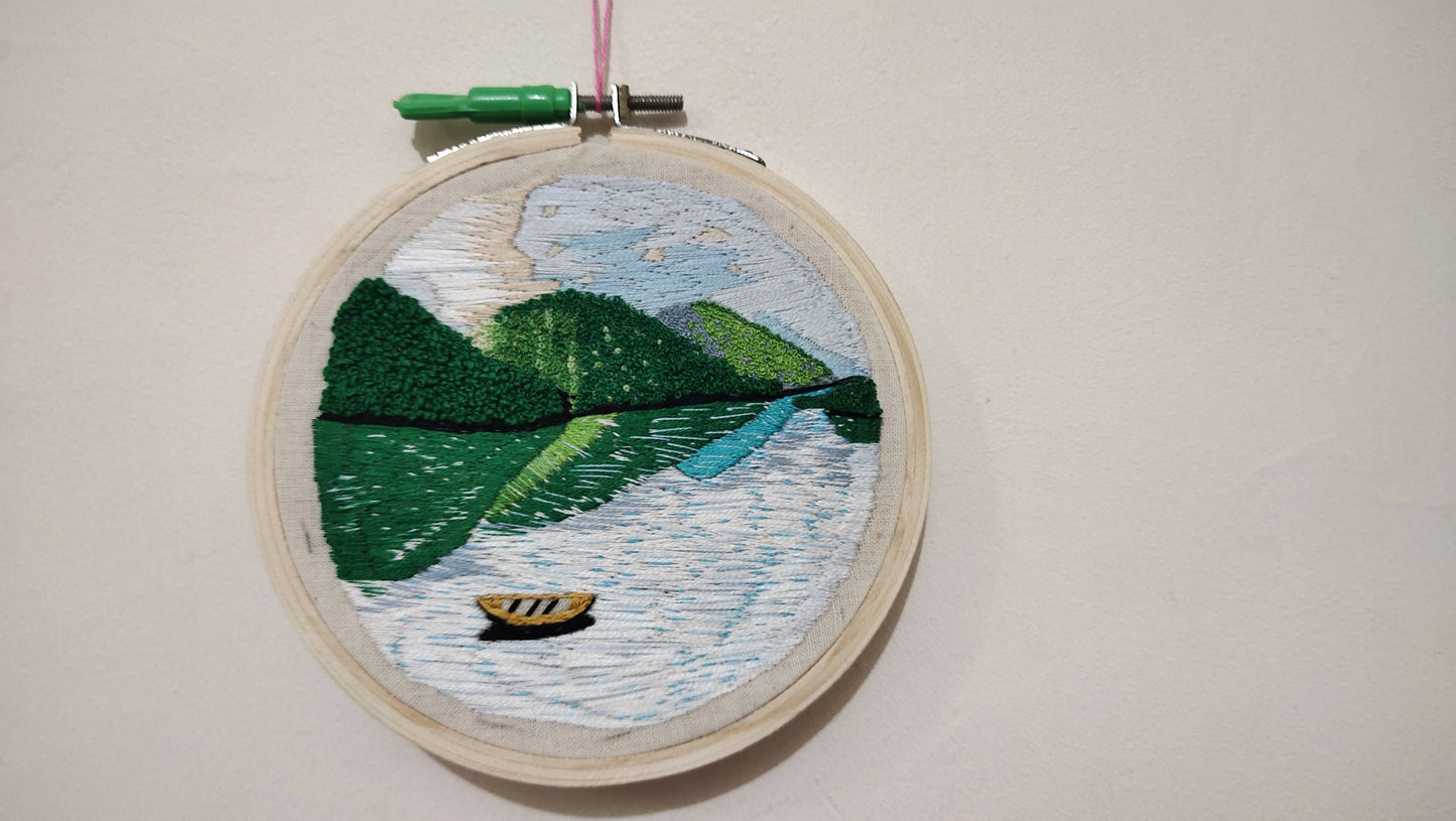 Scenery embroidery hoop portrait | Home Decor | Handicraft | Wall Decor
