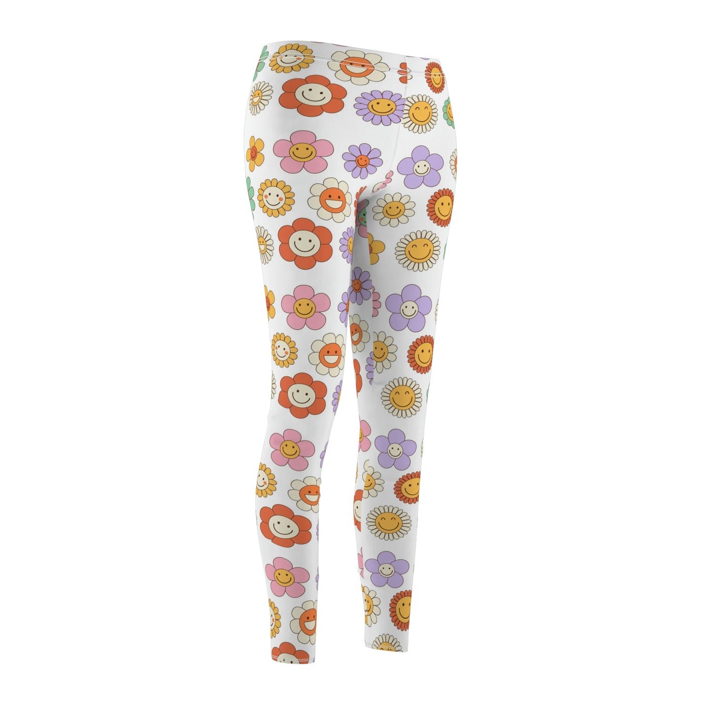 Groovy flowers | Women's Cut & Sew Casual Leggings (AOP) | Printed Leggings for Women - Done With Love Store