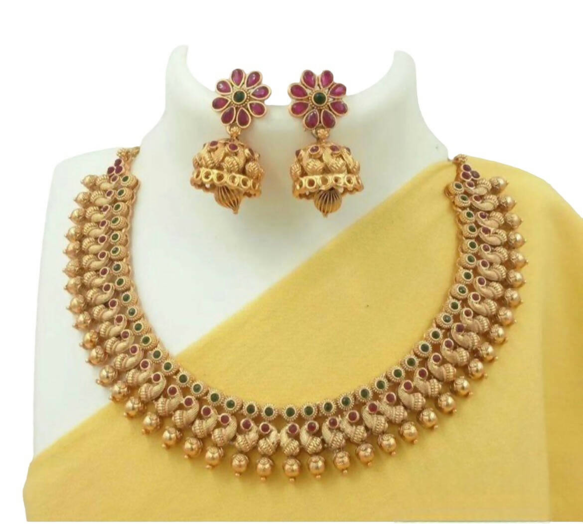 Rukmani Temple Jewellery Necklace & Earrings Set - Done With Love Store